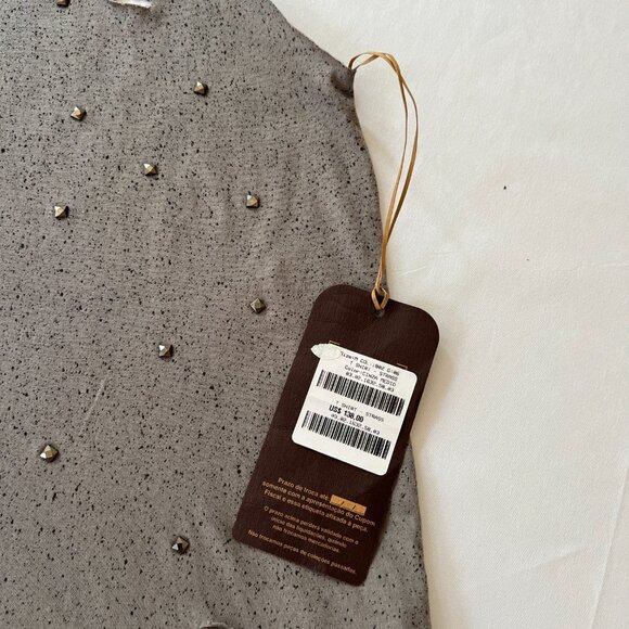 JOHN JOHN Unisex Sleeveless Distressed Jeweled T Shirt Top Gray Sz M NWT - Picture 7 of 16